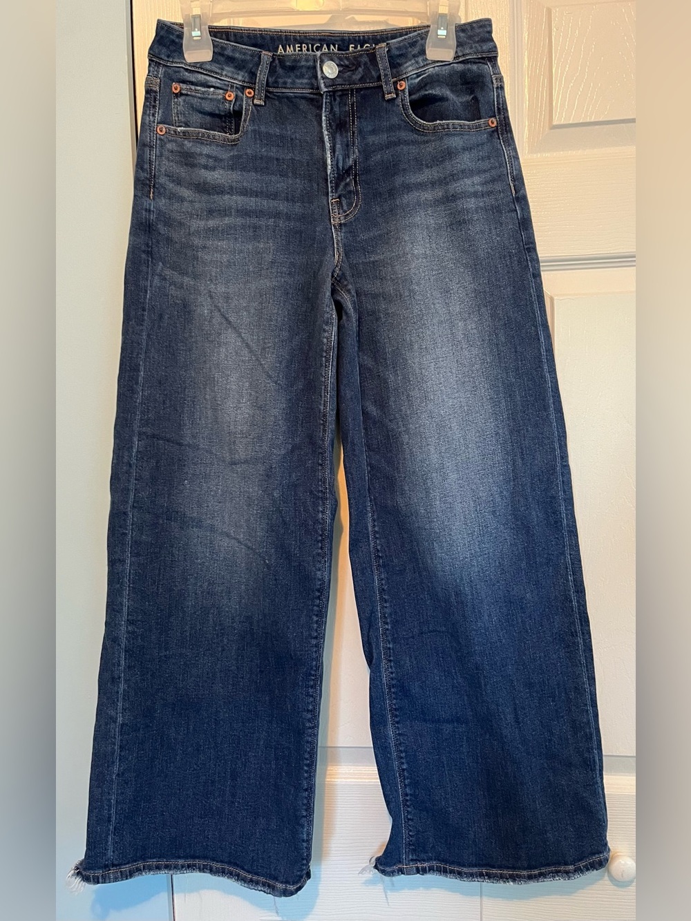 American Eagle Outfitters Wide Leg Jeans in Dark Blue Wash